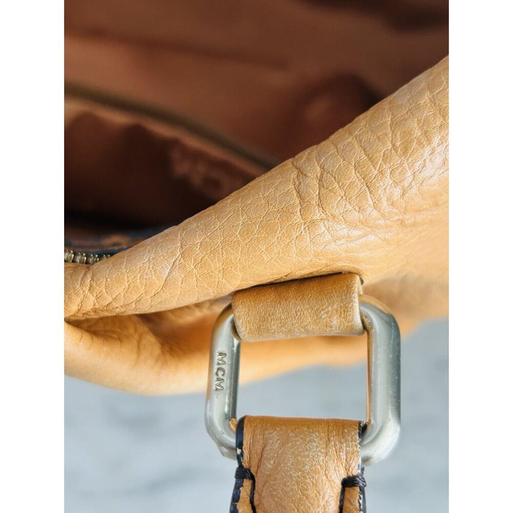 MCM Visetos Leather Cross Shoulder Bag Camel Tan Embossed Logo Purse Handbag - Picture 8 of 15
